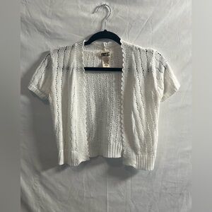 White Short Sleeve Knit Cardigan
